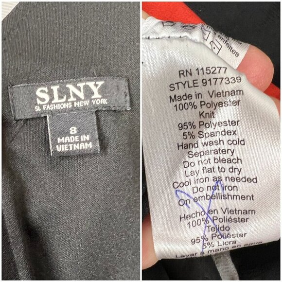 SLNY Black Scoop Neck Cap Sleeve Chiffon Multicolor‎ Asymmetrical Maxi Dress Sz8 - Picture 12 of 16